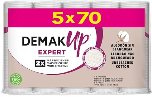 Demak'Up Expert Round Cotton Pads, Makeup Removal, 350 Cotton Pads, Pack Count 5 (5x70)