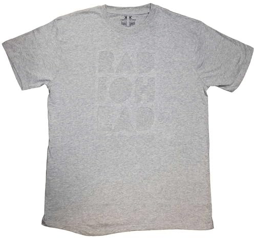 Rock Off Radiohead-Bloc de Notas (Recortado) -Camiseta Gris orgánica, L Unisex Adulto