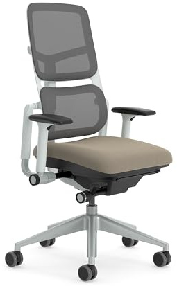 Steelcase Ergonomischer Bürostuhl: Please Air, 3D-Armlehnen, Trüffel/Amsel | Unabhängige Rückenlehnenverstellung, Premium-Materialien, bis 150 kg und 190 cm, sitzkomfort