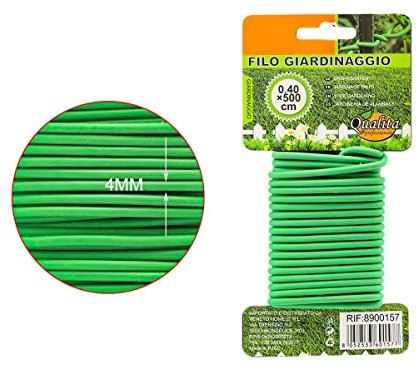 A2ZWORLD 5 Metri Filo Giardino Verde, Fascette Giardinaggio, Filo Lacci per Piante, Ferro Rivestito Gommato, Diametro 3mm e 4mm (Ø4mm)