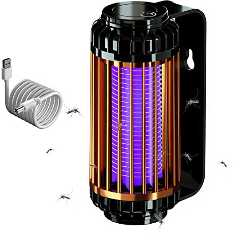 Lampe Anti Moustique USB, Anti Moustique Electrique Rechargeable, Produit Anti Moucherons Interieur électrique, Piege A Mouche Electrique Camping Exterieur Anti Insecte Mouche UV (sans Batterie, Or)