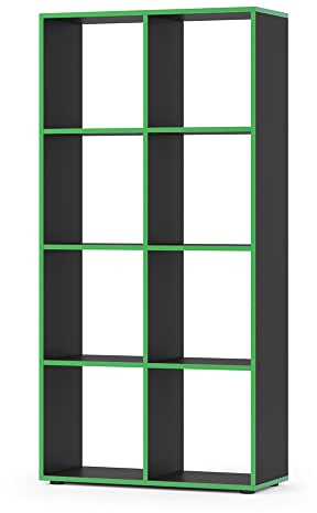 Vicco Raumteiler Scutum, stehendes Bücherregal, Schwarz/Grün, 72 x 143 cm