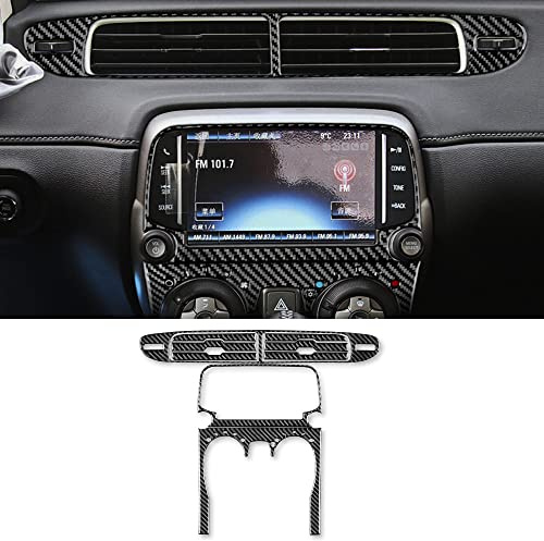 KUNGKIC 9 Stück Kohlefaser Auto-Klimaanlage Schalttafel Zentrales Bedienfeld Luftauslass Aufkleber Innenraum Dekorative für Chevrolet Camaro 2013 2014 2015 zubehör (Schwarz)