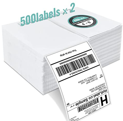 Hotlabel 1000 4X6 Etichette di spedizione termica diretta per pacchetti, Etichette termiche 4x6, Etichette adesive forti, Etichette adesive perforate per stampante bianca