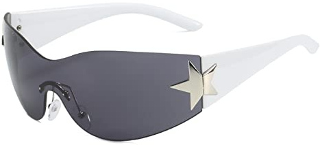 YUELUQU Y2K sonnenbrille für Damen und Herren futuristische sonnenbrille rahmenlose brille sonnenbrille damen groß