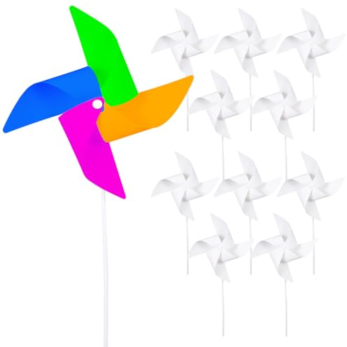 24 pcs White Kit Art Pinwheels Toy Home Papers Work School Spinners Kids DIY Drawing for Craft Childrens Party Paper Girls Garden Painting Boys Color with Windmills Children