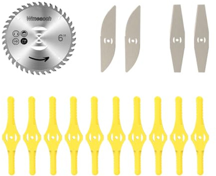 Wrneaoch 15 Pièces Lame Coupe Bordure sans fil avec Batterie Lame Debroussailleuse Electrique sans fil, Lame Debrouissalleuses Batterie pour Outils Électriques Extérieurs