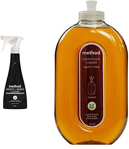 Method Granite & Marble Surface Cleaner, 354 ml & Wooden Floor Cleaner, Almond, 739 ml
