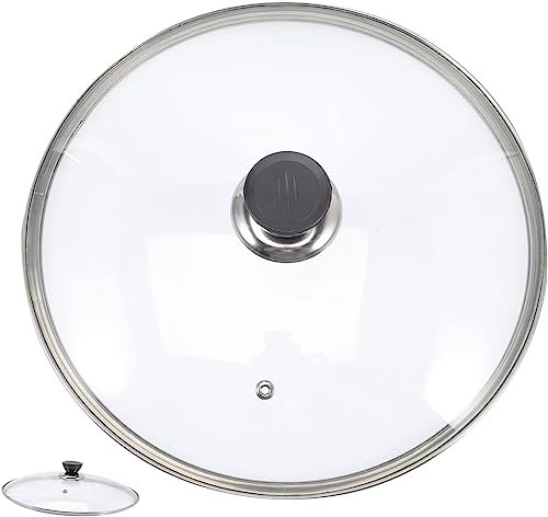 BAZAC Universal-Topfdeckel aus Edelstahl und Glas, 12 cm, transparent und schwarz, mikrowellen- und spülmaschinenfest