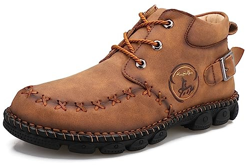 Rojeam Vintage Botas Hombre Cuero Botines con Cordones Hombres Botas Clasicos Botas de Moda