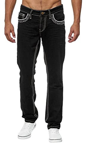 Jean long pour homme de grande taille – Pantalon de loisirs droit avec jambes larges – Pantalon d'extérieur pour homme avec fermeture éclair et poches – Pantalon cargo décontracté pour mode streetwear