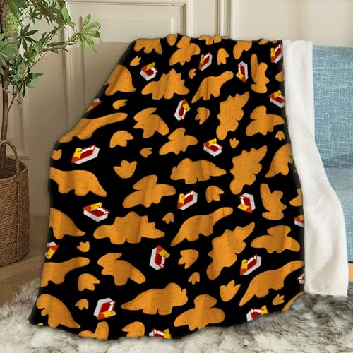 FJAUOQ Chicken Nugget Dino Nugget Decke Geschenke Plüsch Flauschig Gemütlich Weich Leicht Decken für Couch Klimaanlage Quilts Dekor Decke für Weihnachten Geschenke 127 x 101,6 cm für Kinder