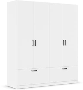 Rauch Möbel BARI, Kleiderschrank, Farbe Weiß, Breite 181 cm | Schrank, 4-türig, 2 Schubladen, für Schlafzimmer, Kinderzimmer, Babyzimmer, Homeoffice, Garderobe, Flur