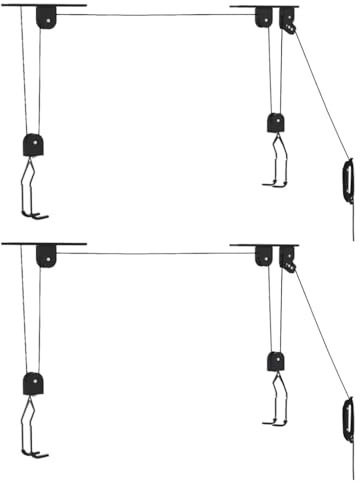 vidaXL Elevadores de Bicicletas con Montaje en Techo 2 Unidades 20 kg, Elevador de Bicicletas, Sistema de poleas de Bicicletas, Elevador de Techo de Bicicletas