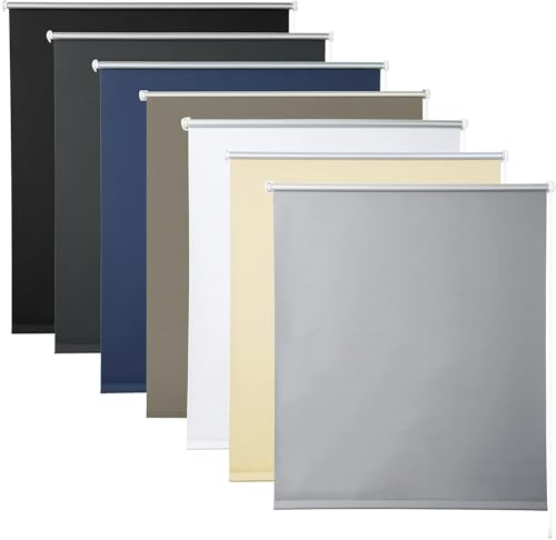 WOLTU Verdunkelungsrollo ohne Bohren, Thermo Verdunkelungsrollo mit Kette, Sichtschutz, für Türen und Fenster, 80 x 120 cm, Grau