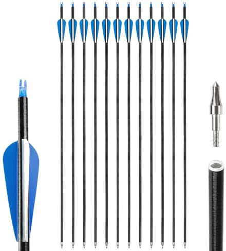 12pcs Arrows 31-inches Fiberglass Arrows,Archery Target Practice Arrow spine 500 for Beginner's Recurve Bow