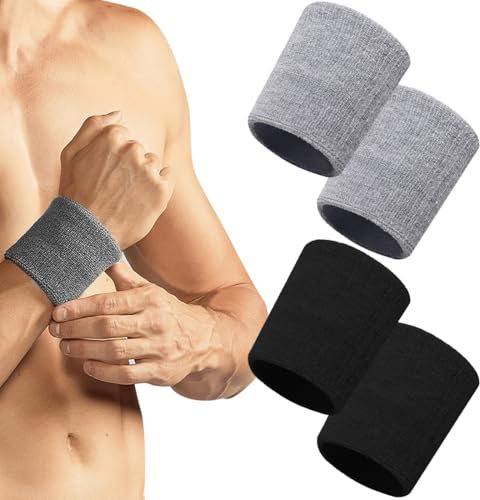 QOCUILC 4er-Pack Sport-Armbänder, Sport-Schweißbänder, weiche Fitness-Armbänder für Fußball, Basketball, Tennis, Gymnastik