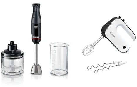Lot Bosch Electroménager - MSM4B620 Mixeur plongeant ErgoMaster Série 4 moteur 1000 watts + MFQ4020 Batteur à main Styline fouets et crochets pétrisseurs