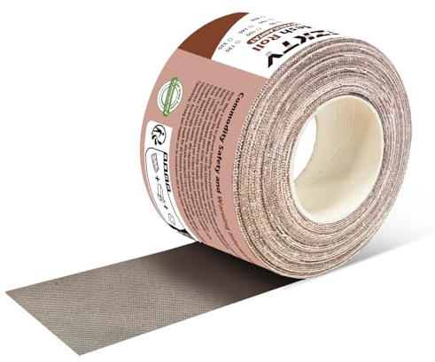 GZKTY Rollo de papel de lija de malla, 70 mm x 10 m, grano P240, colocación con lijadora manual de 70 mm de ancho, rejilla abrasiva para madera, metal, pared