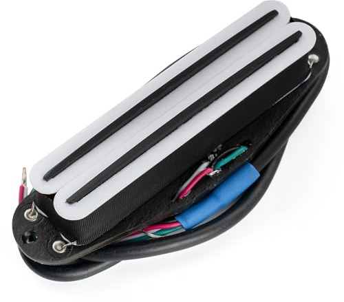 Musiclily Pro ST-DPMA Alnico 5 Rail Blade Humbucker Tonabnehmer Single Coil Format Pickup 9,2K für Strat Style E-Gitarre, Weißer Korpus Schwarzer Rail