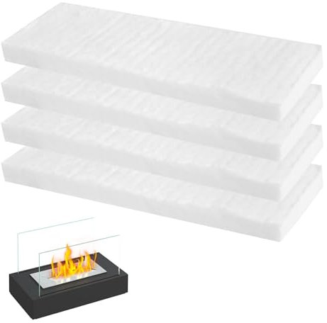Lana di Ceramica per Caminetti a Etanolo, 4 Pezzi di Lana di Ceramica Per Bioetanolo 30 * 10 * 2cm, Caminetto Stufa Interna Gel Etanolo Spugna Ceramica per Bruciatore a Bioetanolo