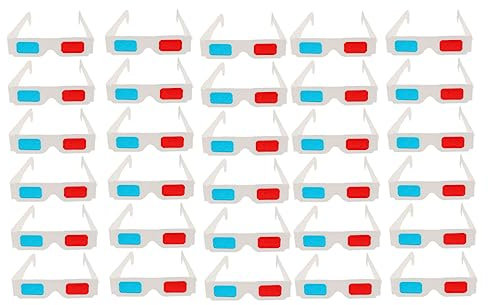 Hoement Occhiali 3d di Carta Bianco Portatili, Leggeri e Monouso, 30 Pezzi per Esperienza Visiva Spettacolare al Cinema e Video