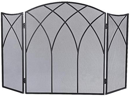LMAYYLD Kaminschutz mit Bogenrahmen, 3 Paneele, Eisengeflecht, Schlichtes Design, Kaminschutz, Funkenschutzabdeckung It's so Kind of You