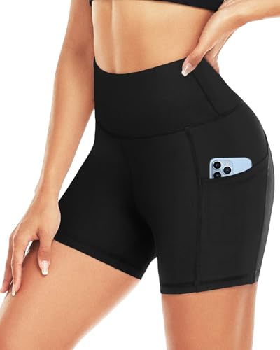 ACTINPUT Radlerhose Damen mit Taschen High Waist Sport Kurze Hose Blickdicht Yoga Shorts Hotpants Laufshorts Sommer