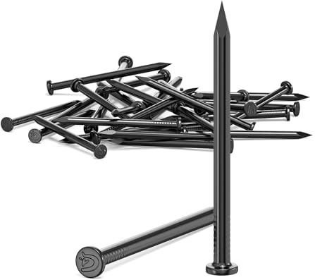 ORTAVA 30 clavos de acero, clavos para paredes de hormigón, clavos galvanizados, clavos, carpintería, ladrillo, uso universal en interiores y exteriores, color negro (60 mm)