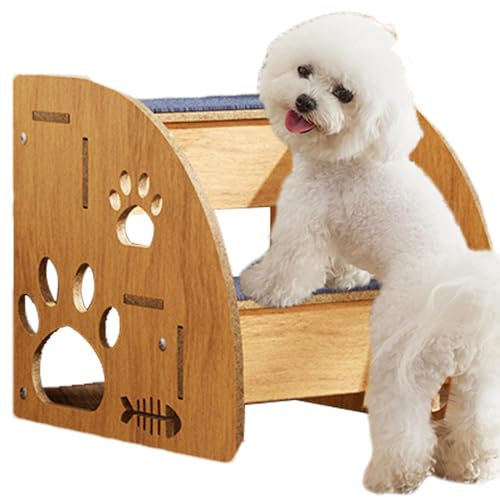 Haustierstufen für Katzen - Hundetreppen für den Innenbereich, Tiertreppen aus , Stufen zum Klettern auf Hochbett | Rutschfeste Holztreppe für kleine und mittelgroße Hunde
