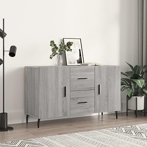 MOBCANT Sideboard, Barschrank Kabinettmöbel Vitrinenschrank Cupboard Geeignet für Küche Wohnbereich Korridor Foyer Grau Sonoma 100x36x60 cm Holzwerkstoff