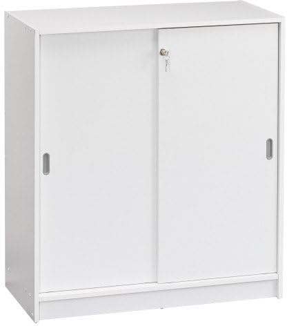 Armoire basse bois H 100 x L 90 cm portes coulissantes Essens (Blanc)