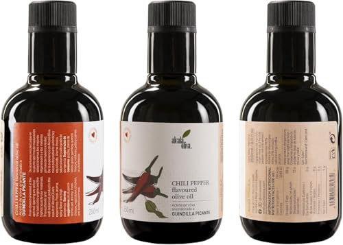 ALCALA OLIVA Aceite de Oliva Virgen Extra con Guindilla Picante 3x250ml – Sabor Intenso y Aromático | Edición Premium con Chile Natural | (Pack de 3)