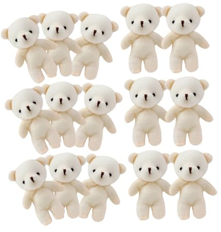 INOOMP 15pcs Cute Mini Bear Doll Pendant Hanging Accessory for Bags | Cloth and PP Cotton, Lifelike White Hanging Decor, Home Decoration and Present Option, Easy to Place