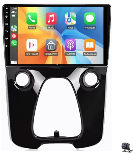 Autoradio für Peu-geot 108 Ci-troen C1 to-yota Aygo 2014-2021 kabelloses Carplay Android Auto GPS Navigation 10 Zoll Touchscreen Bluetooth RDS FM SWC 5G WLAN 1080P Kamera