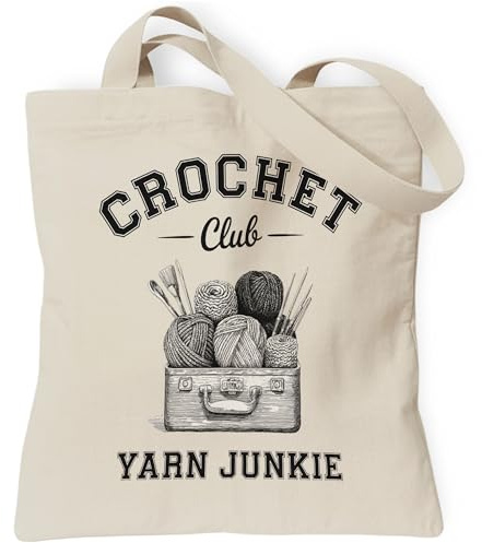 TOTEUSVIA Crochet Lover Gifts Tote Bag for Women, Crochet Gifts for Mom, Reusable Canvas Bag for Shopping Work