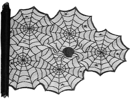 TAKONE Halloween Tischläufer Spinnennetz 45x185 cm schwarz Polyester | 45x185 cm | Polyester | Spinnennetz-Design | schwarz | wiederverwendbar