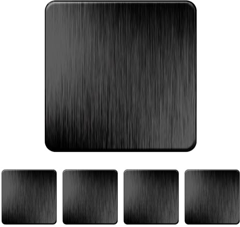 LIDER Screwless 1-Gang Blank Metal Faceplate, Brushed Black, 5 Pack | Durable Metal Material, Round Edges, Flat Cover, UKCA Certified, Sleek 1-Gang Screwless Blank Plate, Low-Profile, Modern