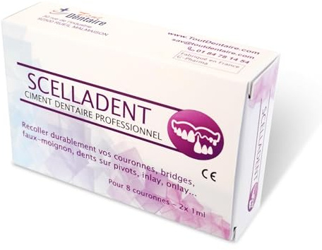 Tout Dentaire Scelladent – Colle dentaire temporaire extra forte pour couronnes et pivots – Fixation rapide et fiable – Solution de maintien dentaire en urgence