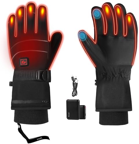 Guantes con calefacción – Pro – 3 niveles – Guante Eléctrico – Resistente al agua y al viento – Guantes con calefacción recargables – Negro – de la cara(L)