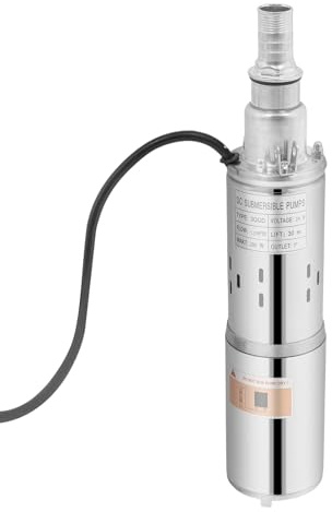 24V 200W Solar Tiefbrunnenpumpe, Brunnenpumpe Rohrpumpe Tauchpumpe Bewasserung Wasserpumpe, mit Edelstahlgehäuse, für landwirtschaftliche Bewässerung, Gartengestaltung, Reinigungsarbeiten