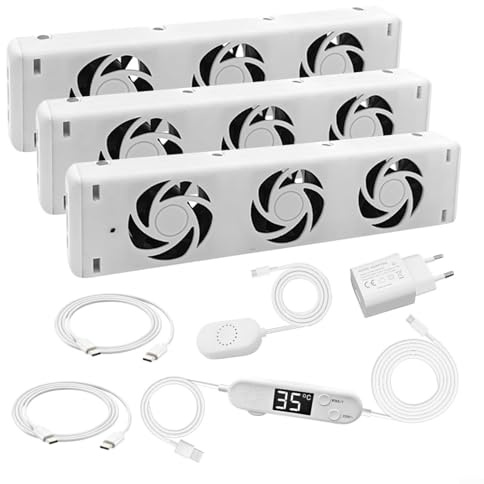 URPIZY Radiatore Ventilatore 3.0 Ventilatore di Riscaldamento, Smart Ventola per Amplificatore di Radiatori Regolabile, Funzionamento Silenzioso, Risparmio Di Energia/Costi di Riscaldamento, Per