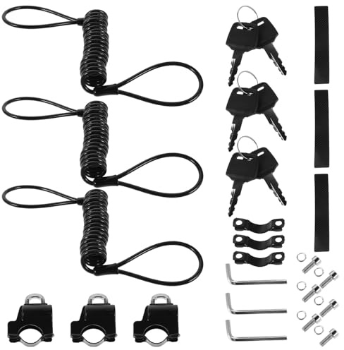 NUOBESTY 3 Juegos de Candados de Seguridad para Cascos de Scooter y Bicicleta Eléctrica Gancho Antirrobo para Manillar Dispositivo para Casco de Moto y Patinete Eléctrico Color Negro
