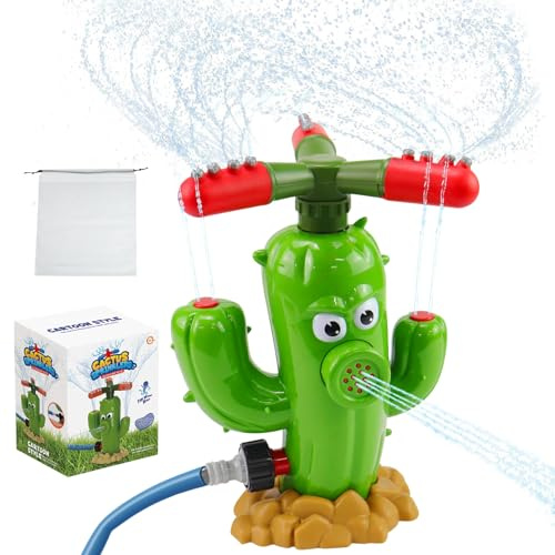 Wasserspielzeug Kinder 360°Wassersprinkler Kaktus Wassersprinkler | Garten Outdoor Sommer Splash Spielzeug Junge Mädchen 3 4 5 6 7 8Ja Schlauchanschluss Wasserblume Außenbereich Rasen Garten