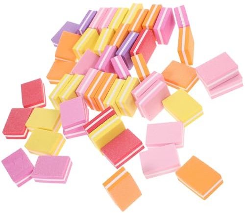 ERINGOGO Bloques de Pulido de Uñas Esponja 50 Piezas para Limas de Uñas, Escofina Profesional para Manicura en Salón Función de Lijado y Recorte Color Aleatorio