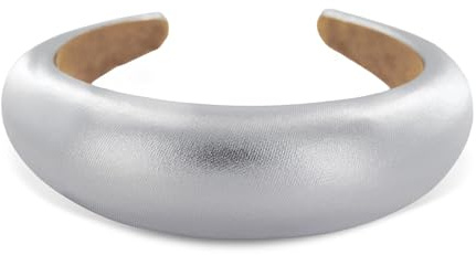 axy Breiter Haarreif mit Stoff gepolstertes Wunderschön Damen Stirnband Haarschmuck Haarreifen Hairband HRK2L (Silber)