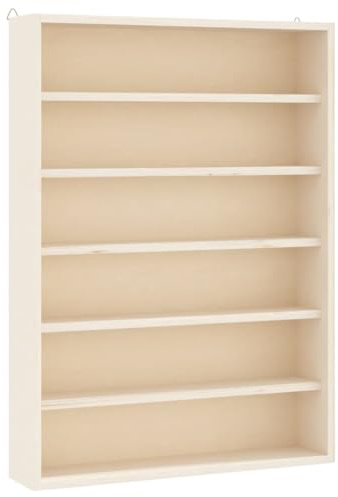 Favemtsl Sammlervitrine Holz Wandvitrine mit 6 Regalen 40x8,5x55 cm, Setzkasten für Modellautos und Sammelfiguren, Wandmontierter Schaukasten aus Sperrholz für Wohnzimmer und Schlafzimmer