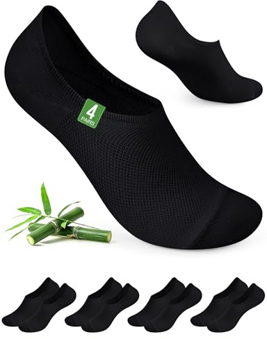 Kiiwah Chaussettes Invisibles Sport en Bambou Homme Femme 4 Paires 39-44, Socquettes Courte Anti-Odeur Antidérapantes pour Loafers Mocassins Baskets