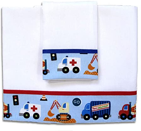 Zigozago - 3-teiliges Baby Bettwäsche Komplett Set Klakson; 100% Baumwolle, handgefertigt; Größe: Kleines Bett 110 x 140 cm