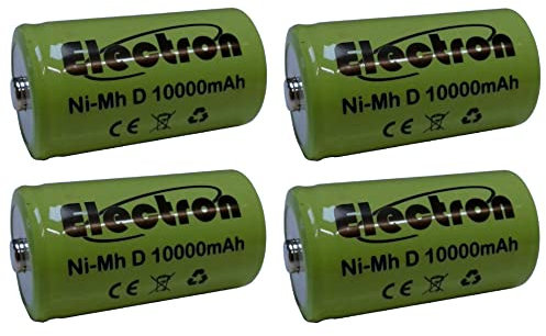 4x Batteria ricaricabile Ni-Mh Torcia D 1,2V 10000mAh 10Ah 61x33mm 33x61mm NiMh